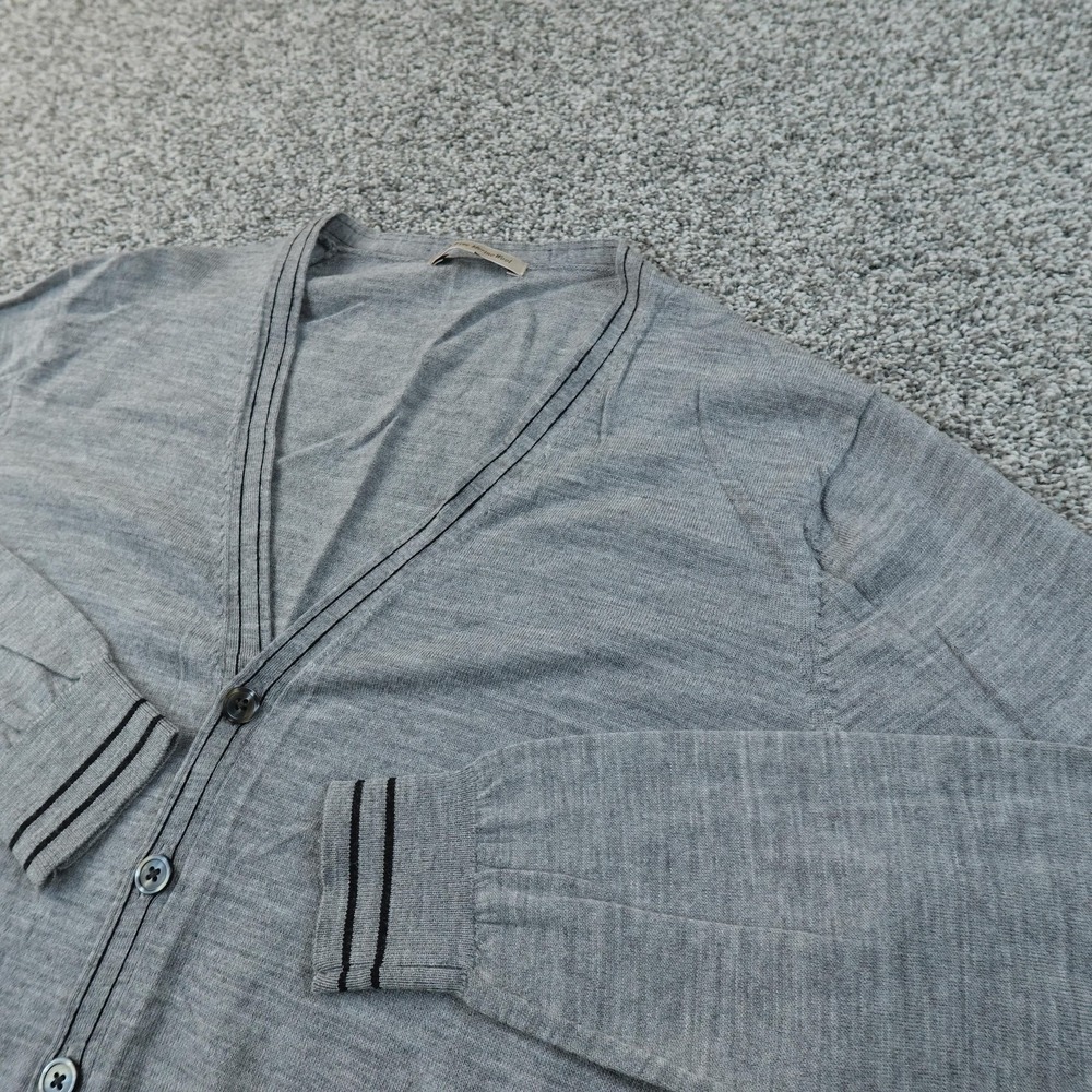 Uniqlo Sweater Mens XL Gray Merino Wool V Neck Knit Button Cardigan Soft Grandpa